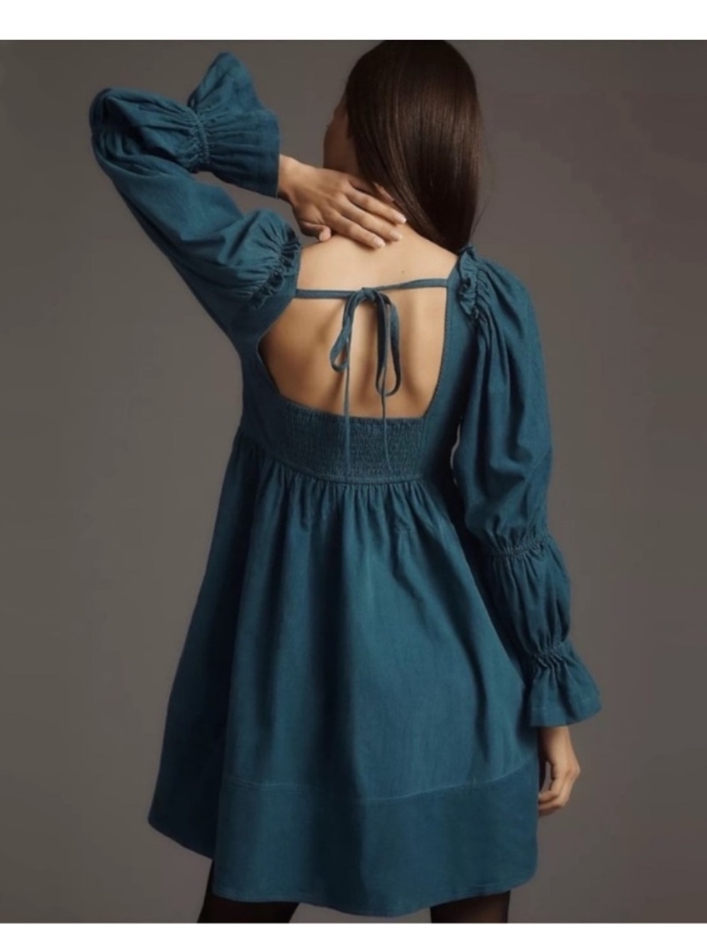 Anthropology Pilcro Corduroy Square Neck Babydoll Dress Size S - Picture 2 of 11